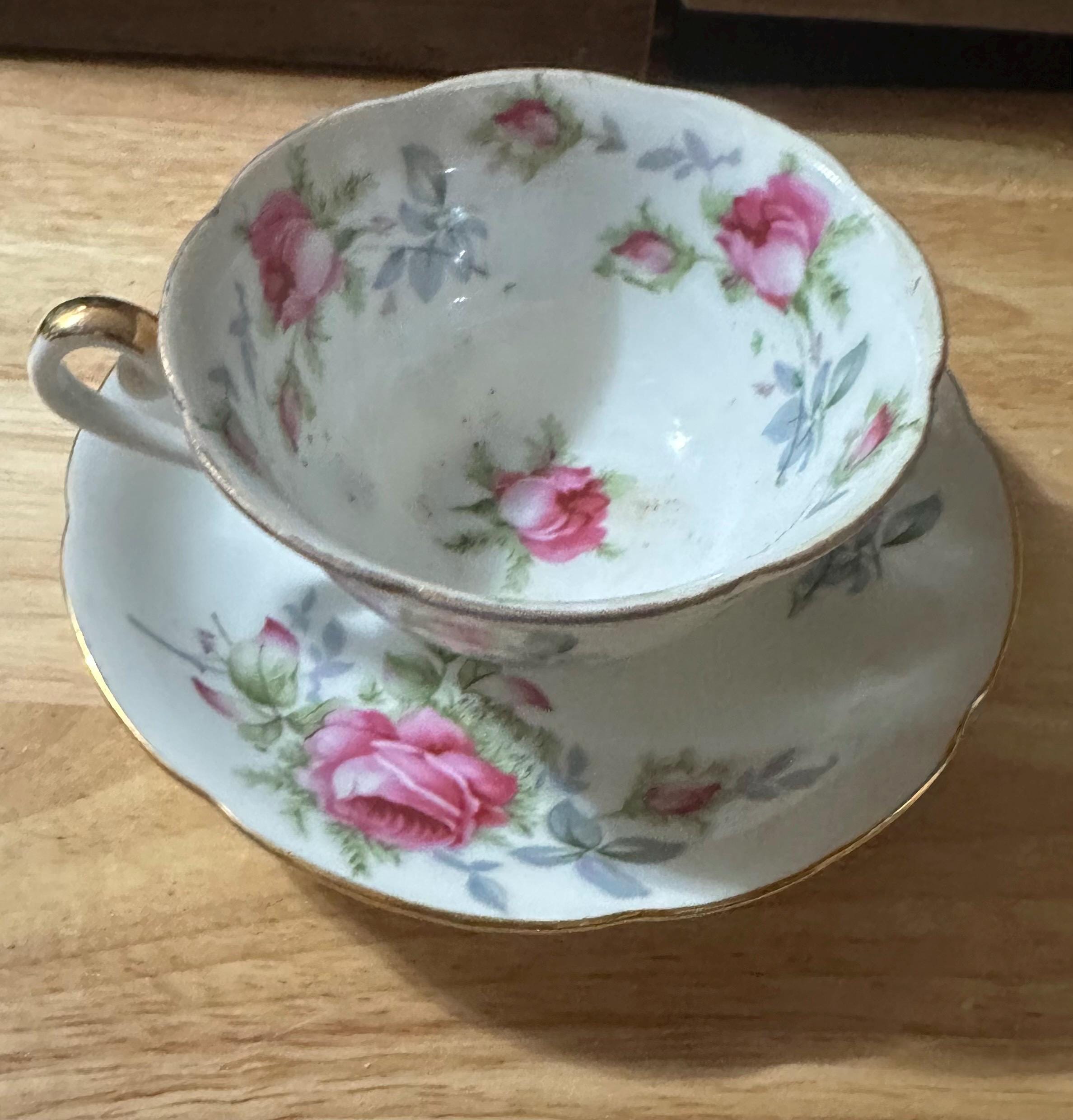 Lefton Elegant Rose  China teacup and saucer