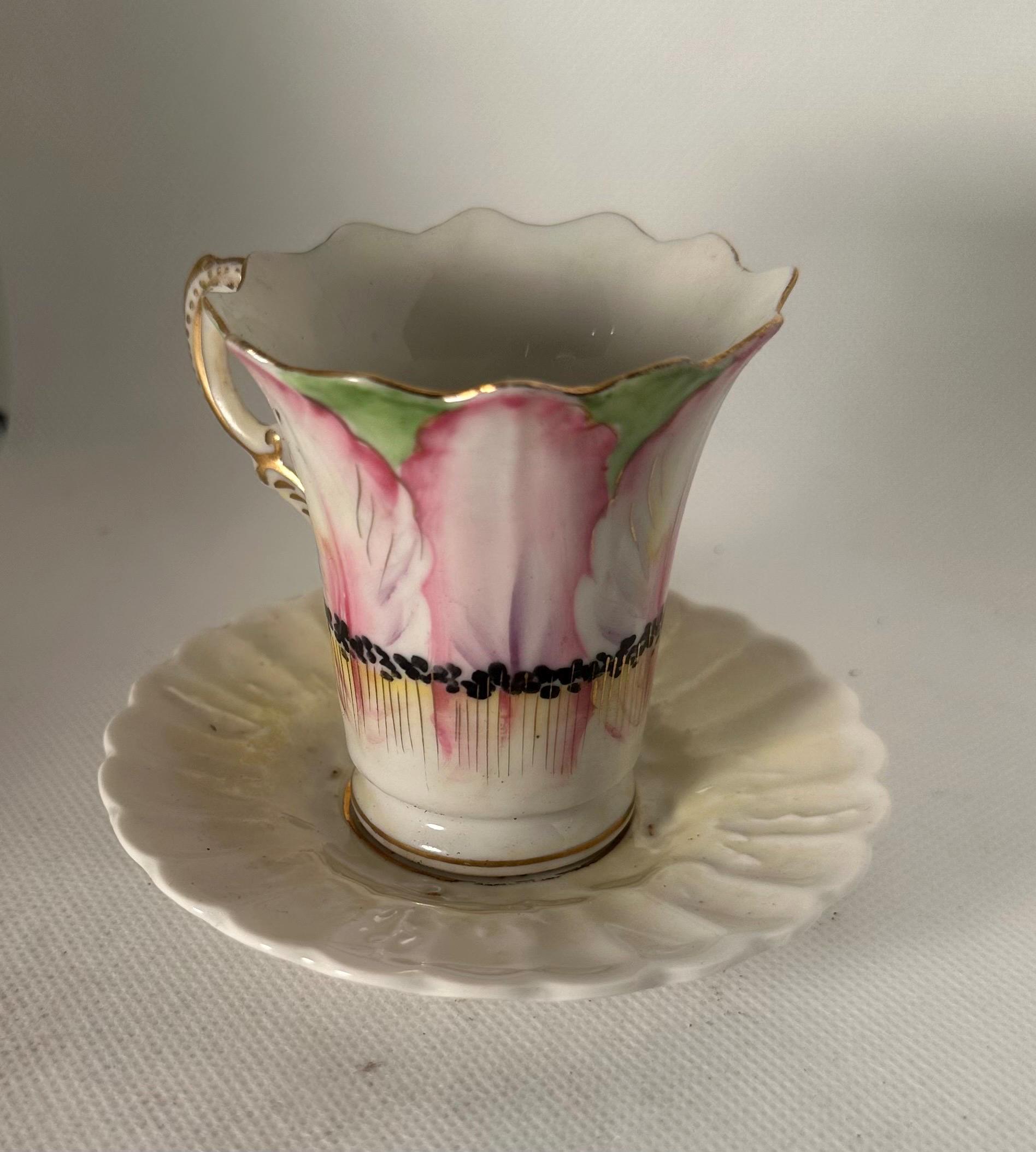 Lefton Elegant Rose  China teacup and white saucer