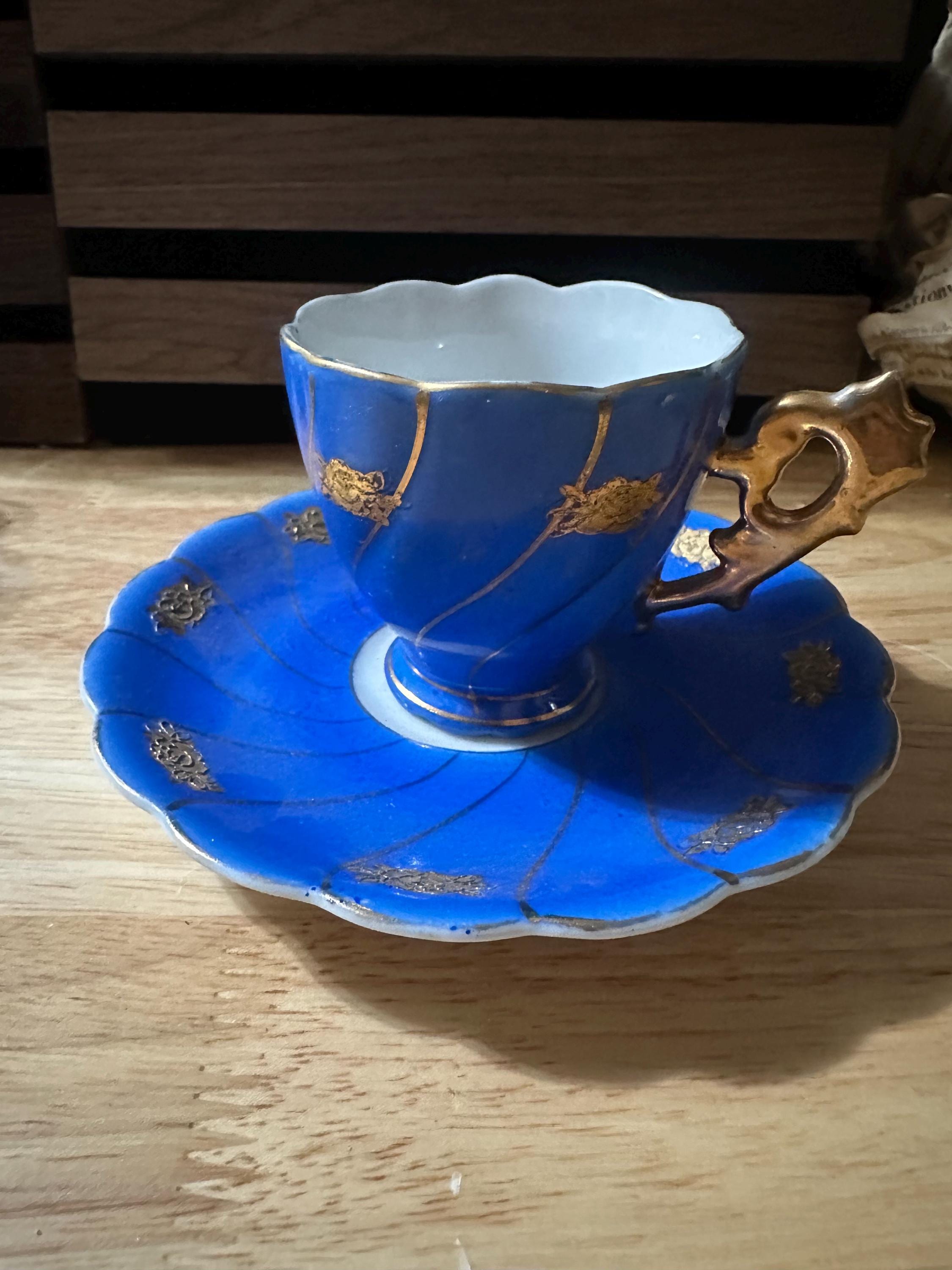 Vintage cobalt blue  China teacup and saucer